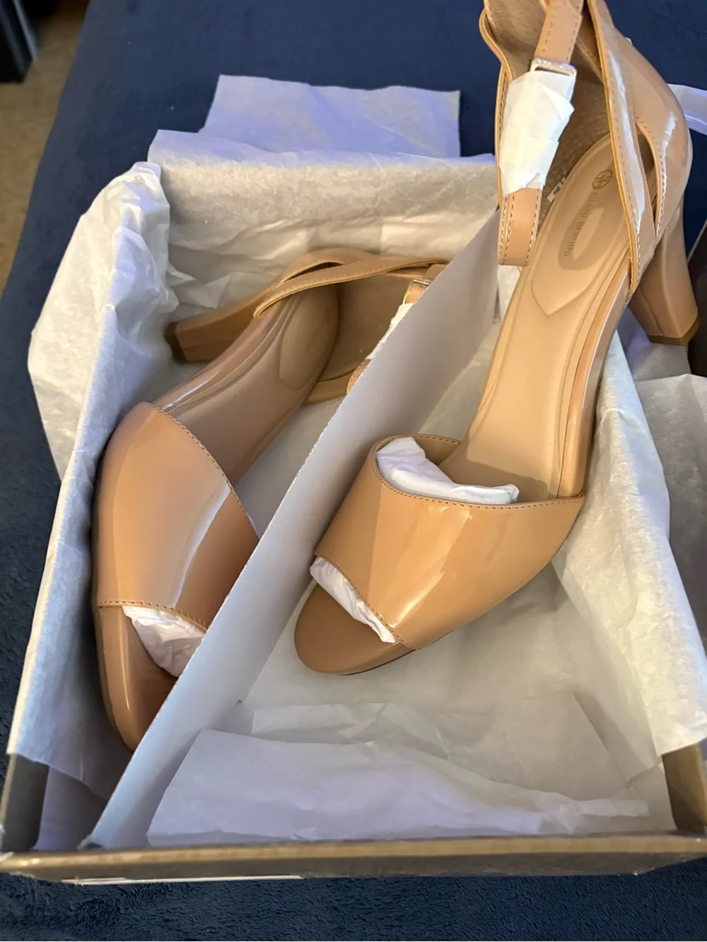 Giani Bernini Nude Patent Open-Toe Block Heel Sandals